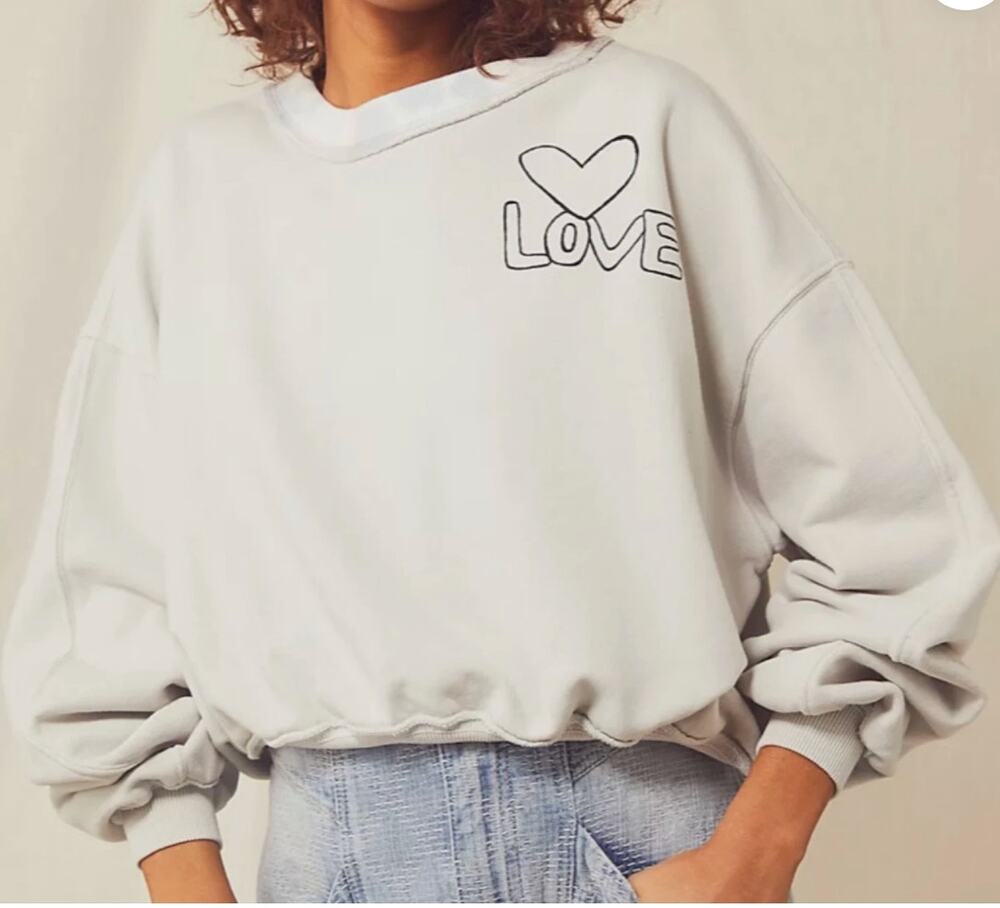 Free People Feel the Love Pullover Sweatshirt Small